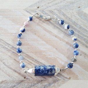 Blue Sodalite beaded statement bracelet